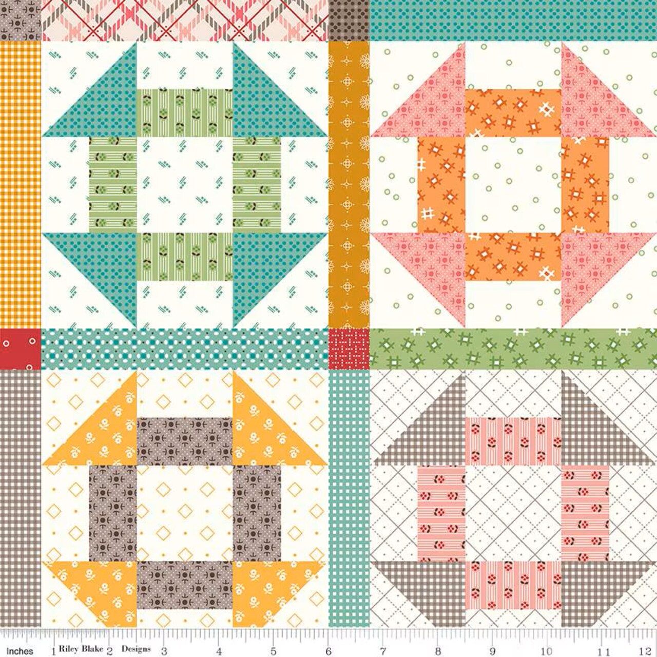 Fabric Riley Blake Cream Churn Dash Prim 108" Wide Back by the Quarter Yard WB15580-CREAM